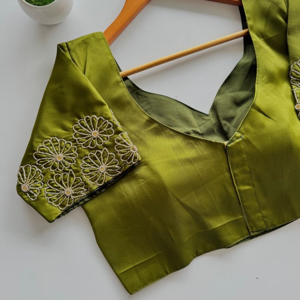 Silk Golden Hand Work All Over Blouse - Image 3