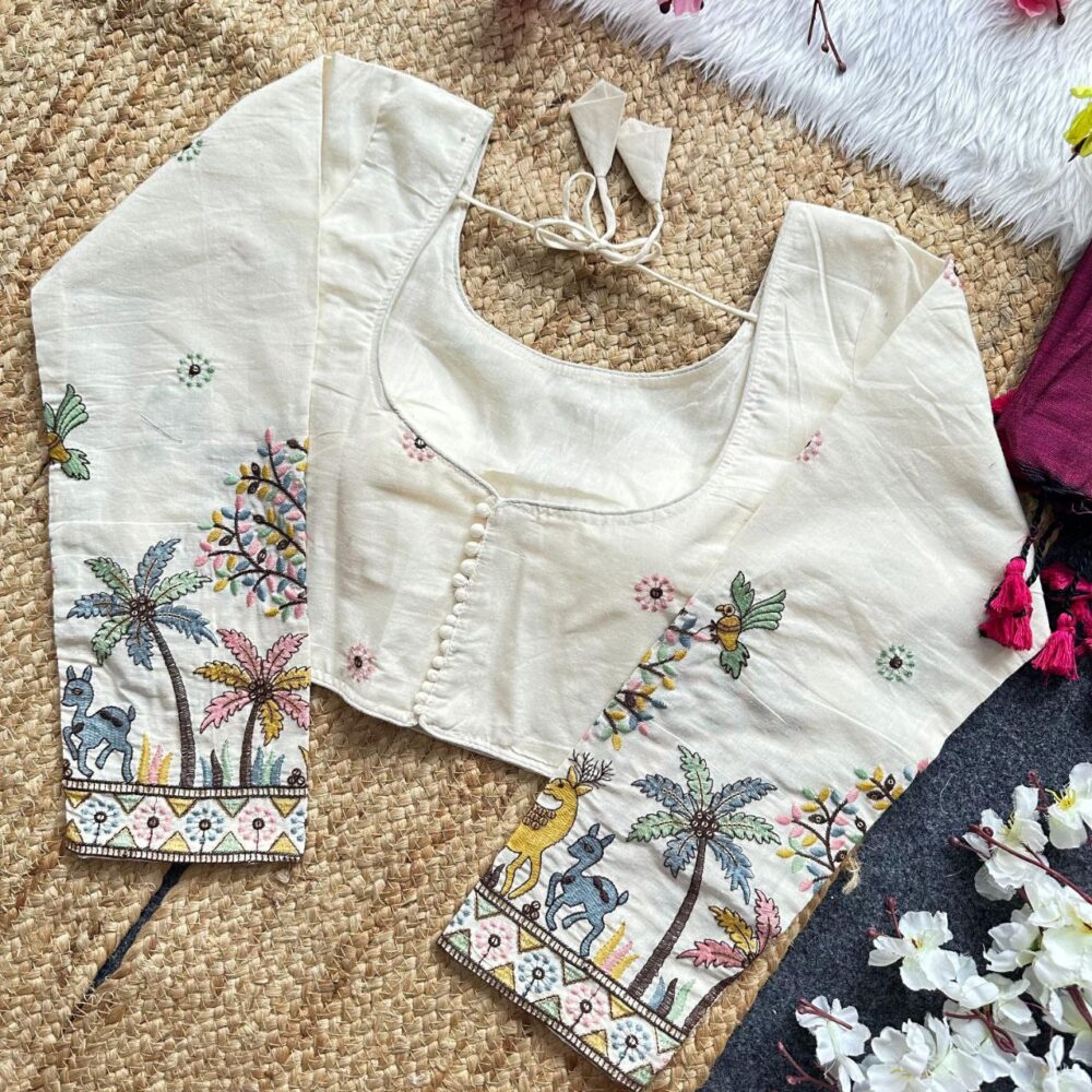 Khadi Cotton Saree & Blouse Set - Image 3