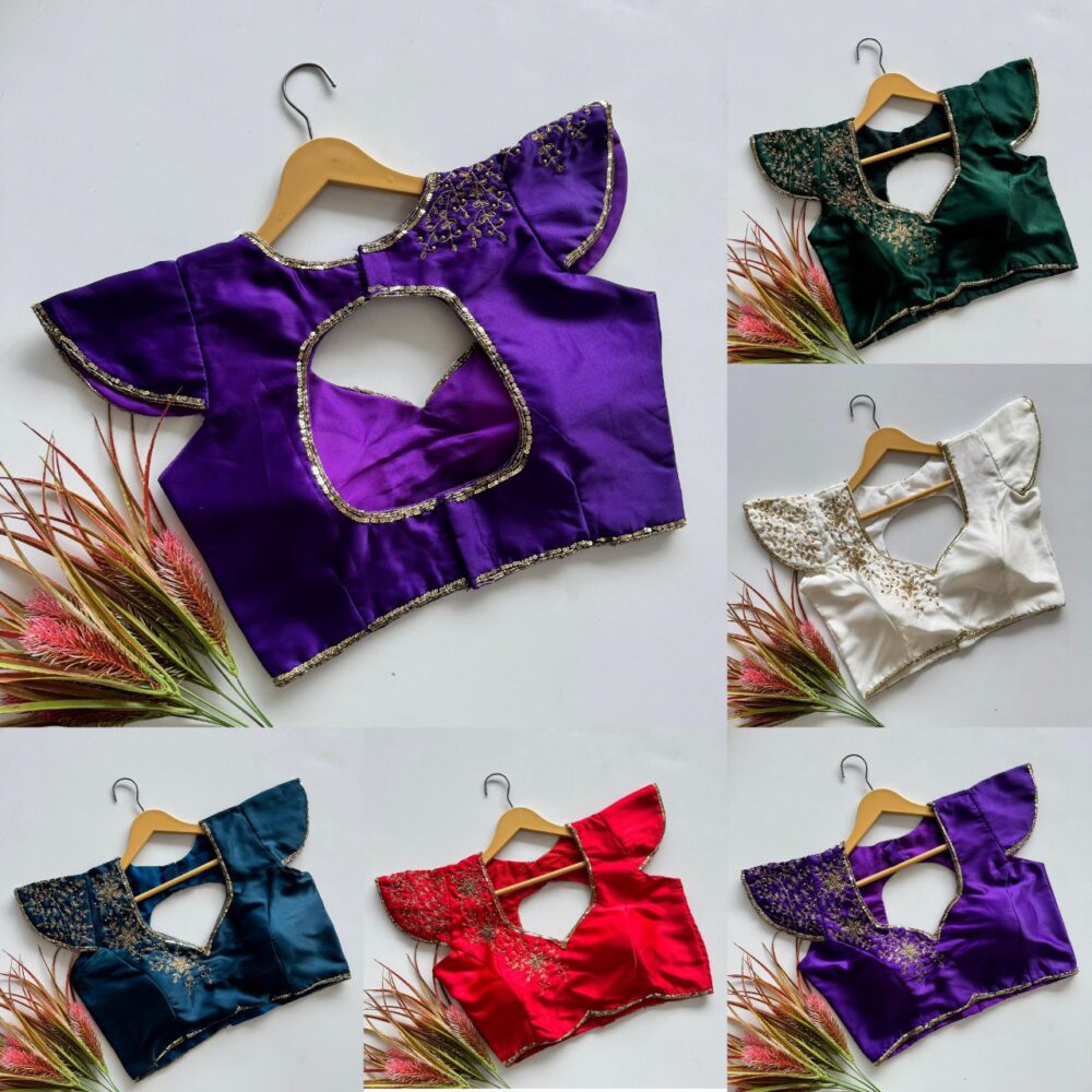Silk Golden Handwork Festival Blouse - Image 2