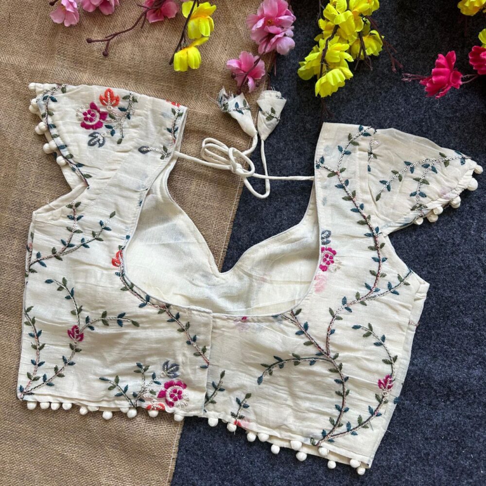 Khadi Cotton Embroidered New Style Blouse - Image 2