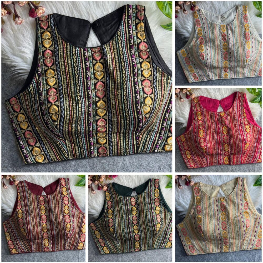 Georgette Boatneck Style Multi Work Blouse - Image 3