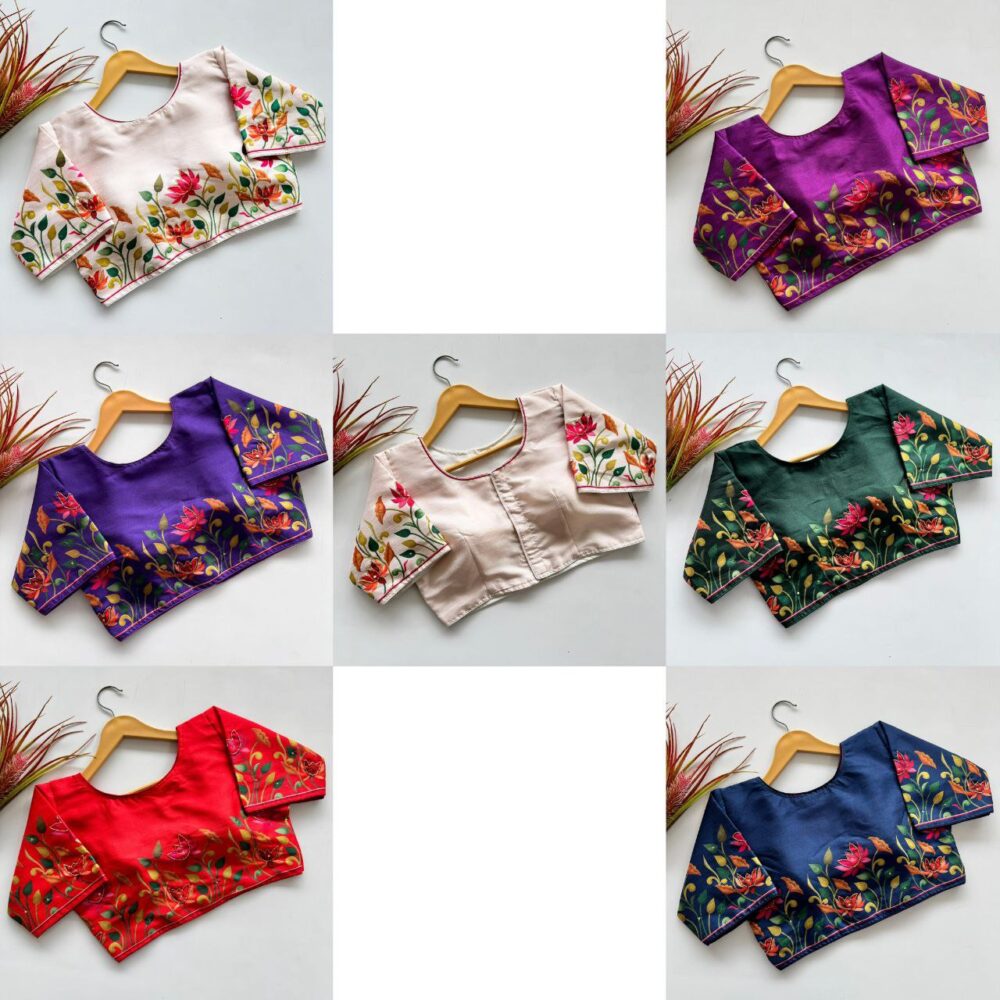 Pure Silk Blouse with Handcrafted Antique Design Blouse - Image 3