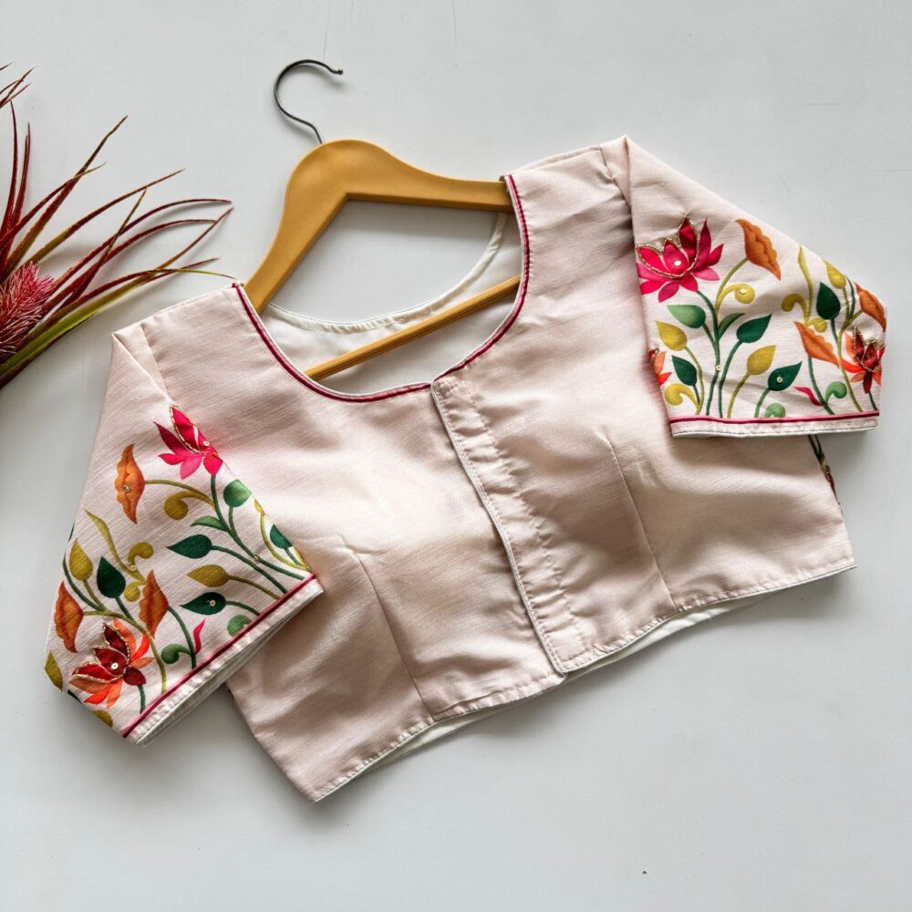 Pure Silk Blouse with Handcrafted Antique Design Blouse - Image 2