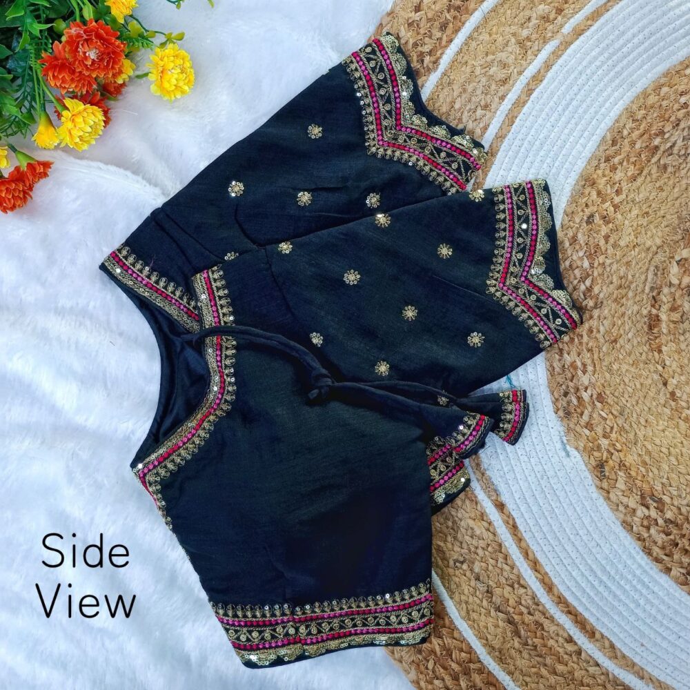 Vichitra Silk Exclusive Multicolor Embroidery Blouse - Image 3