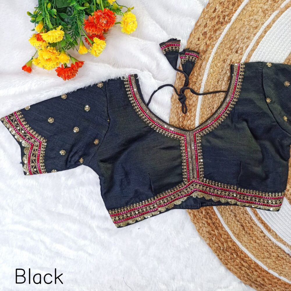 Vichitra Silk Exclusive Multicolor Embroidery Blouse