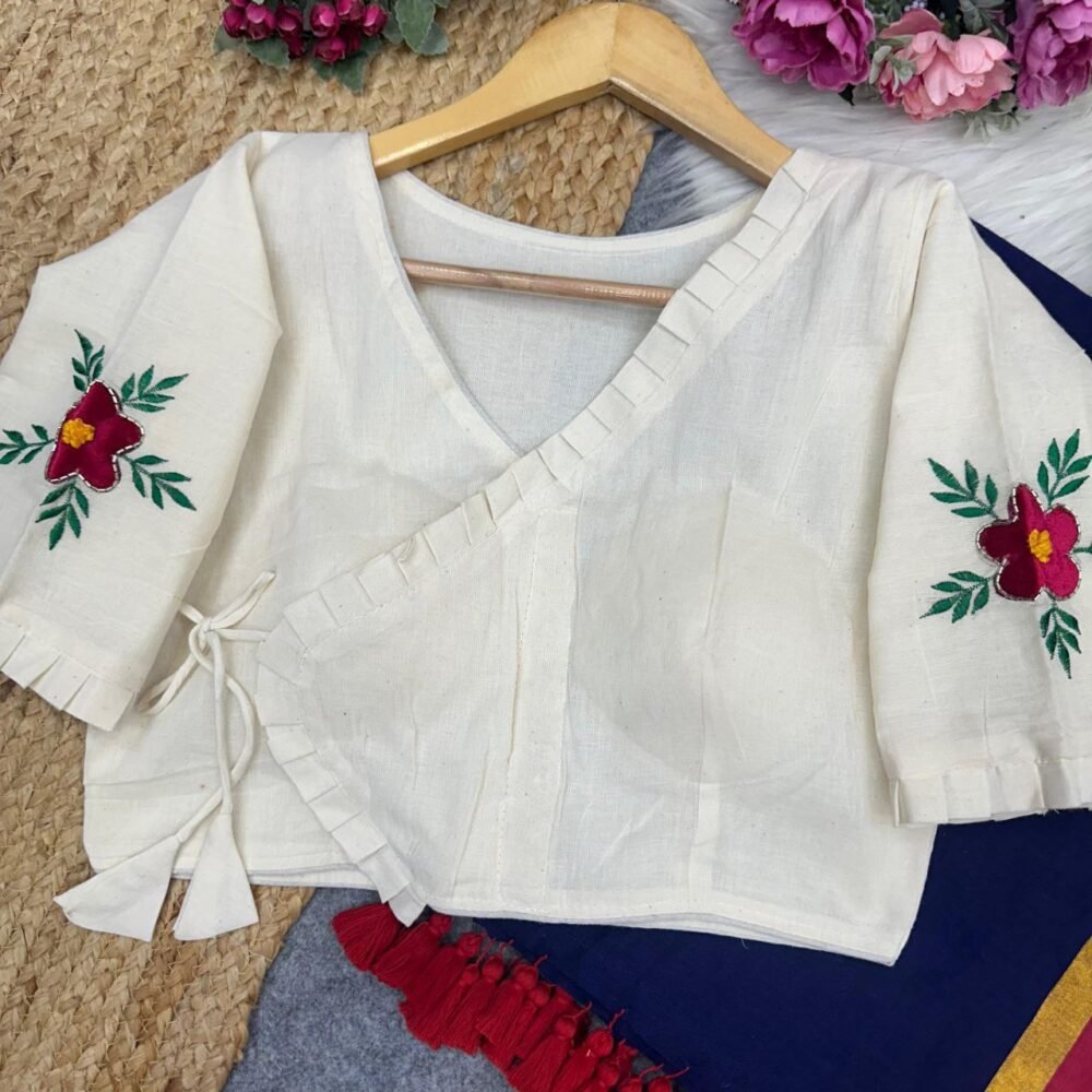 Pure Mal Cotton Saree With Heavy Khadi Cotton Desginer Blouse - Image 5