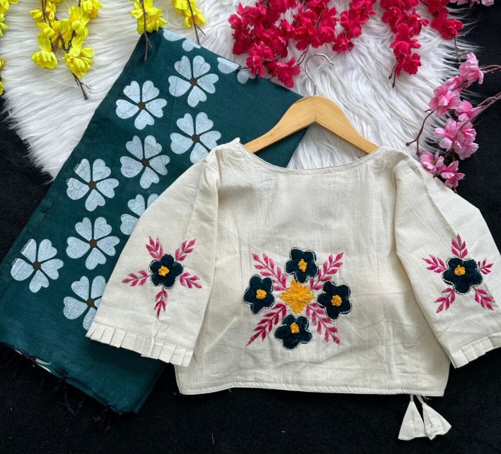 Khadi Cotton Saree With Traditional Blouse