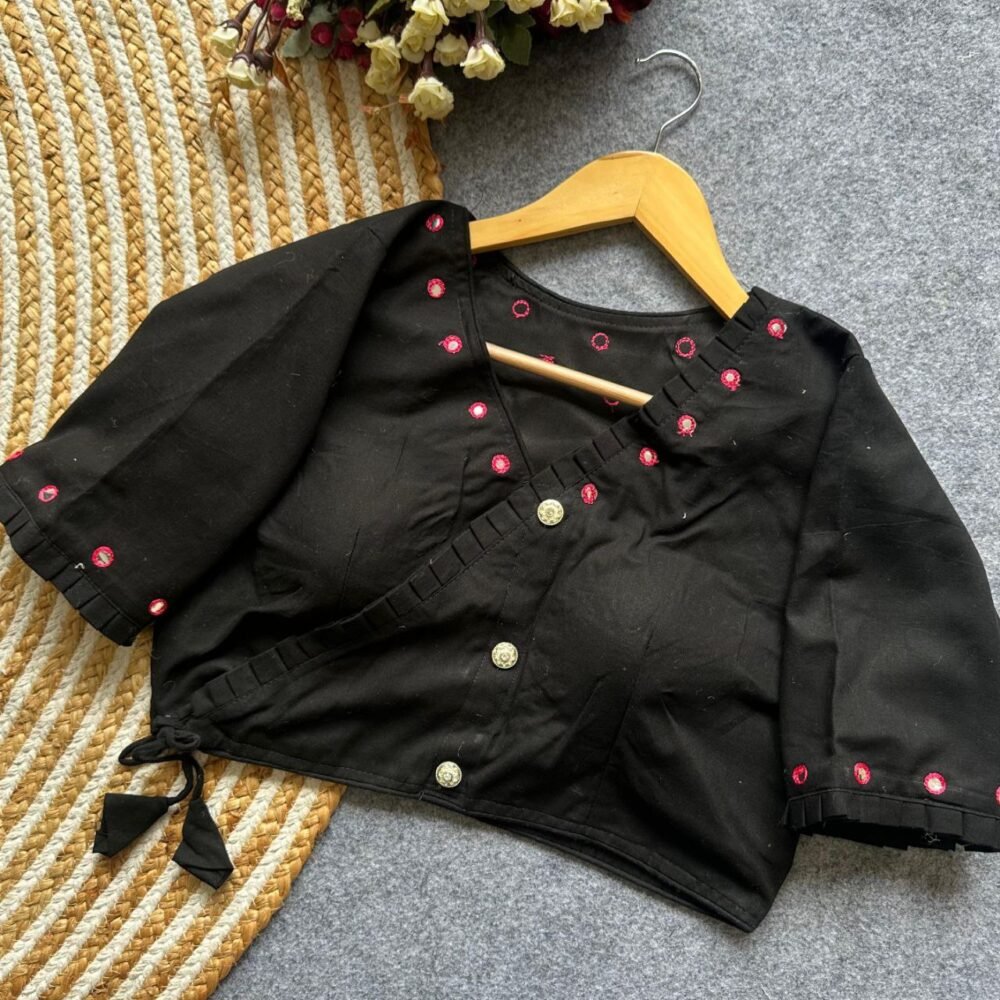 Khadi Cotton Shreenathji Hand Work Latest Blouse Collection - Image 2