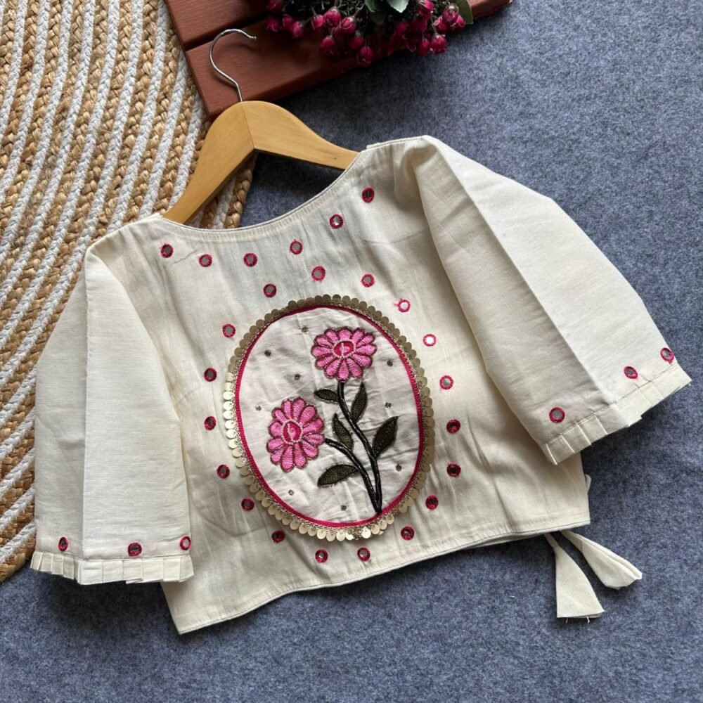 Pure Khadi Cotton Hand Work Desgin Unique Style Blouse