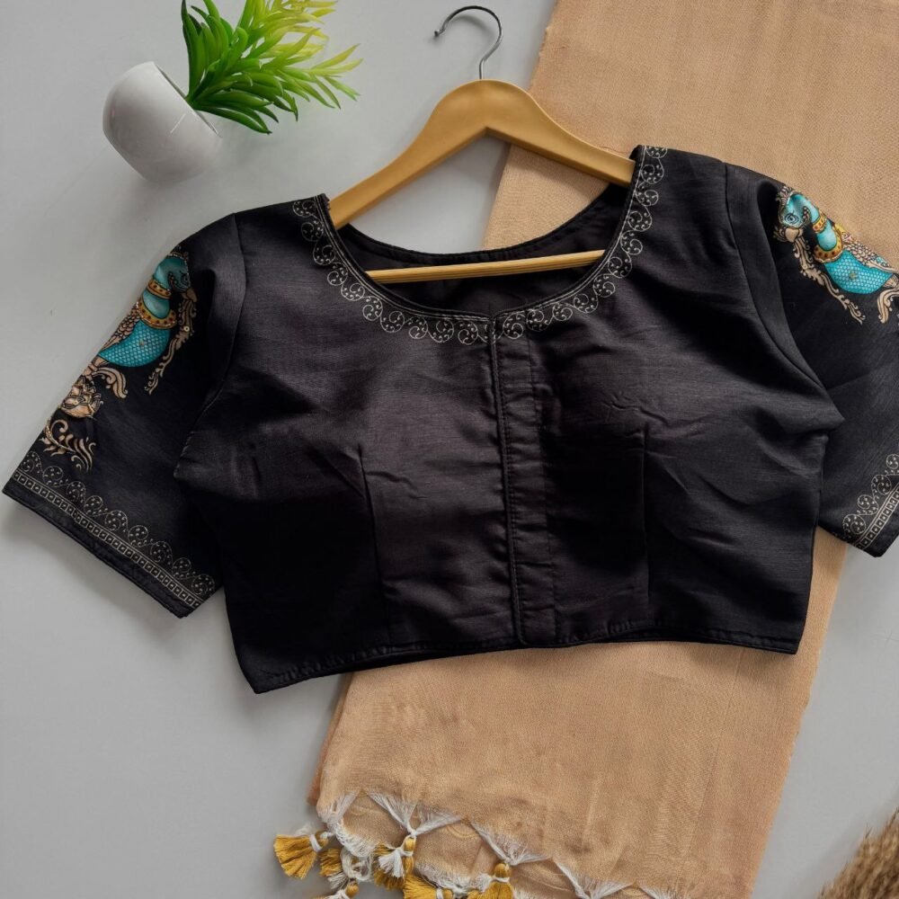 Soft Khaadi Cotton Saree with Handwork Blouse - Image 4