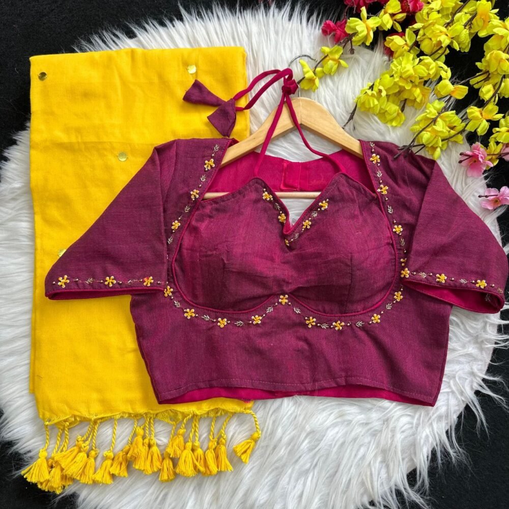 Khadi Cotton Gini Saree & Handwork Blouse