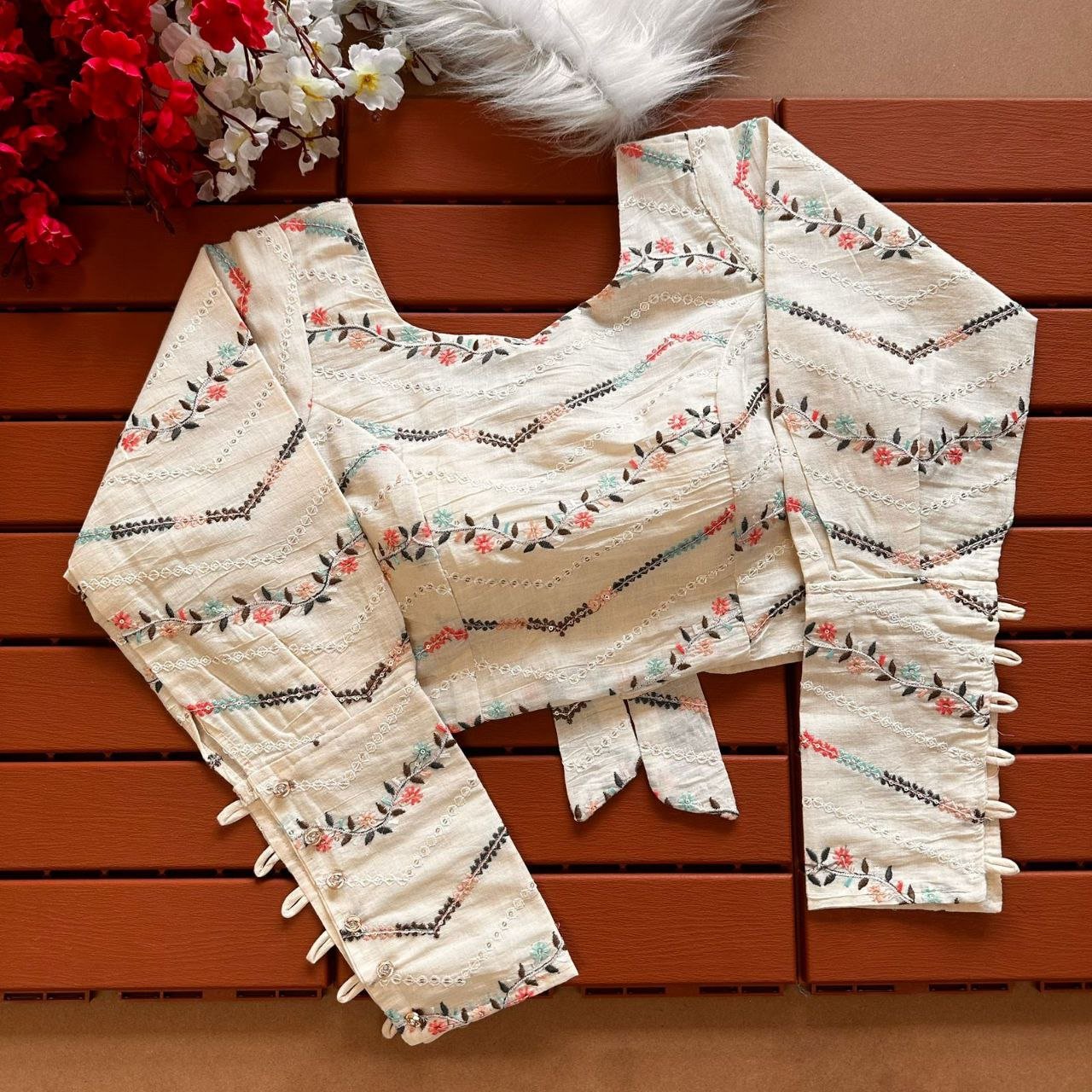 Pure Camric Khadi Cotton Full Seleeve Blouse