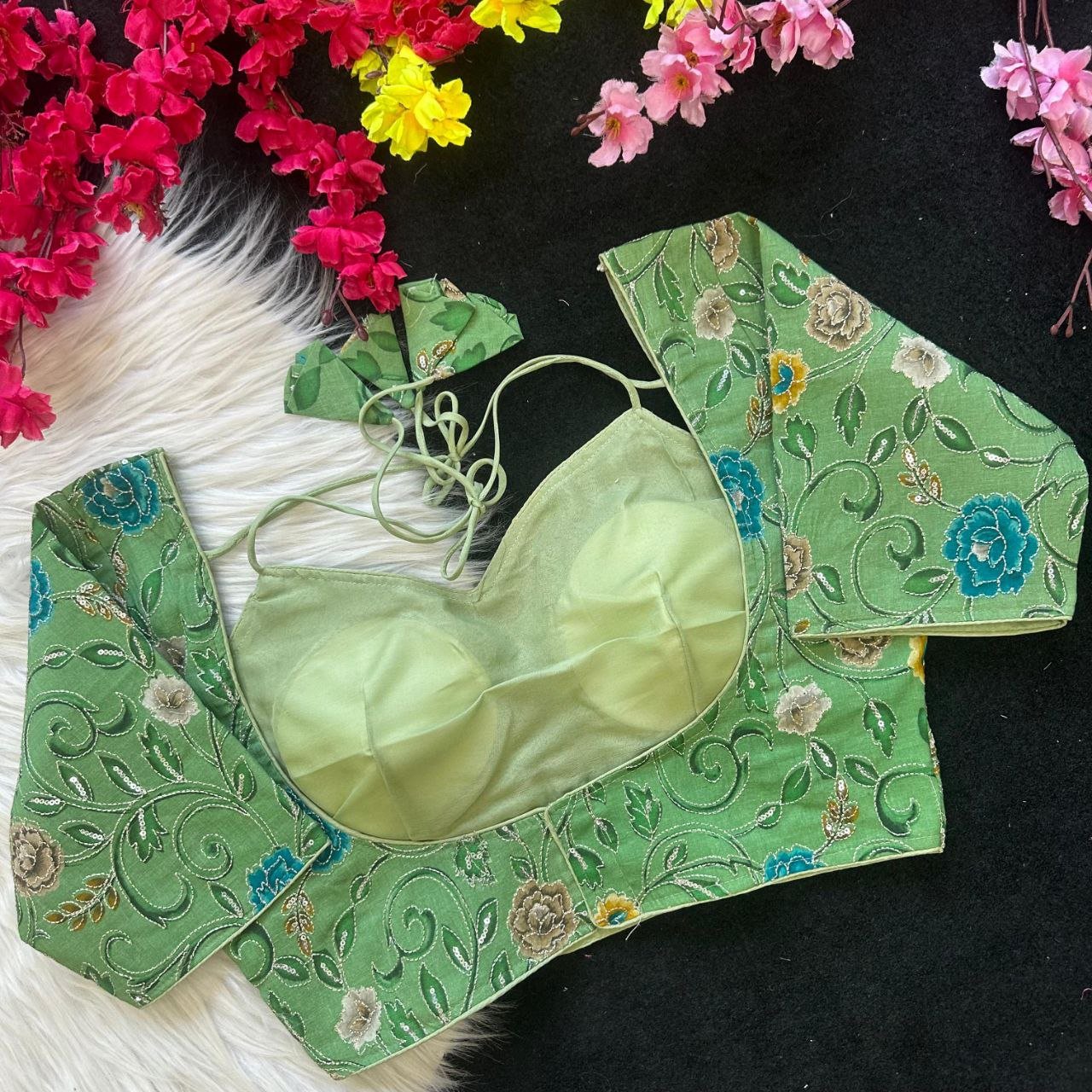 PURE KHADI COTTON POSTION PRINT BLOUSE - Image 2