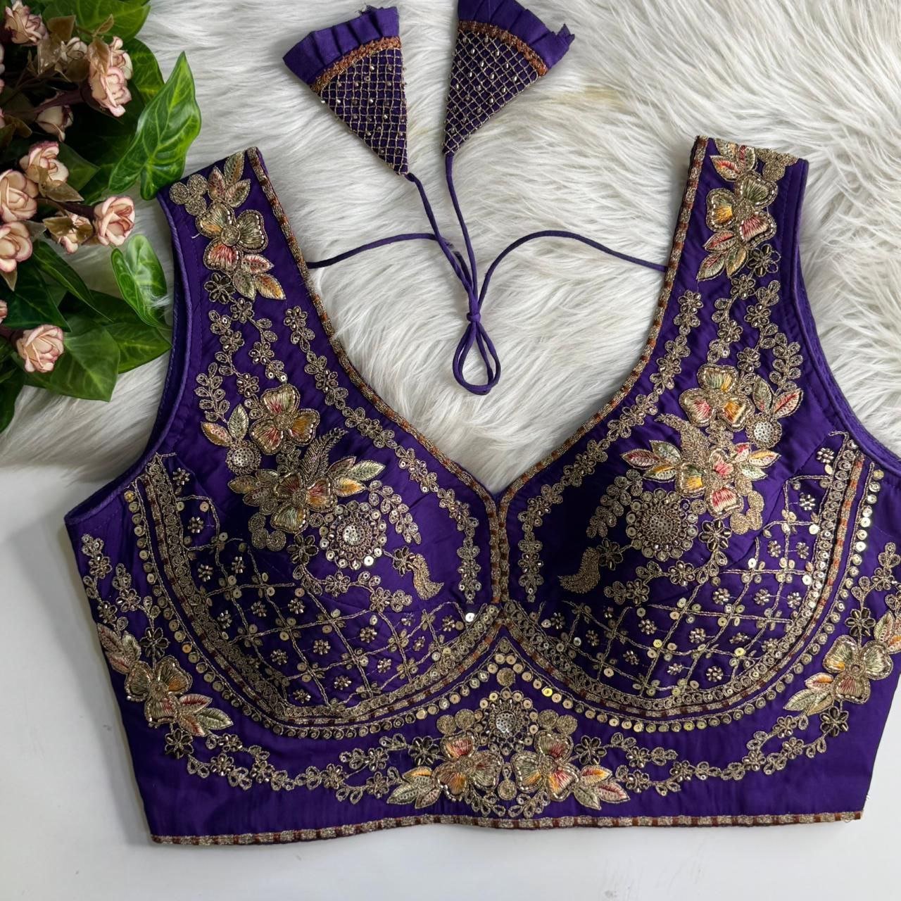 Heavy Pure Soft Roman Silk Sabyasachi Inspired Bridal Blouse