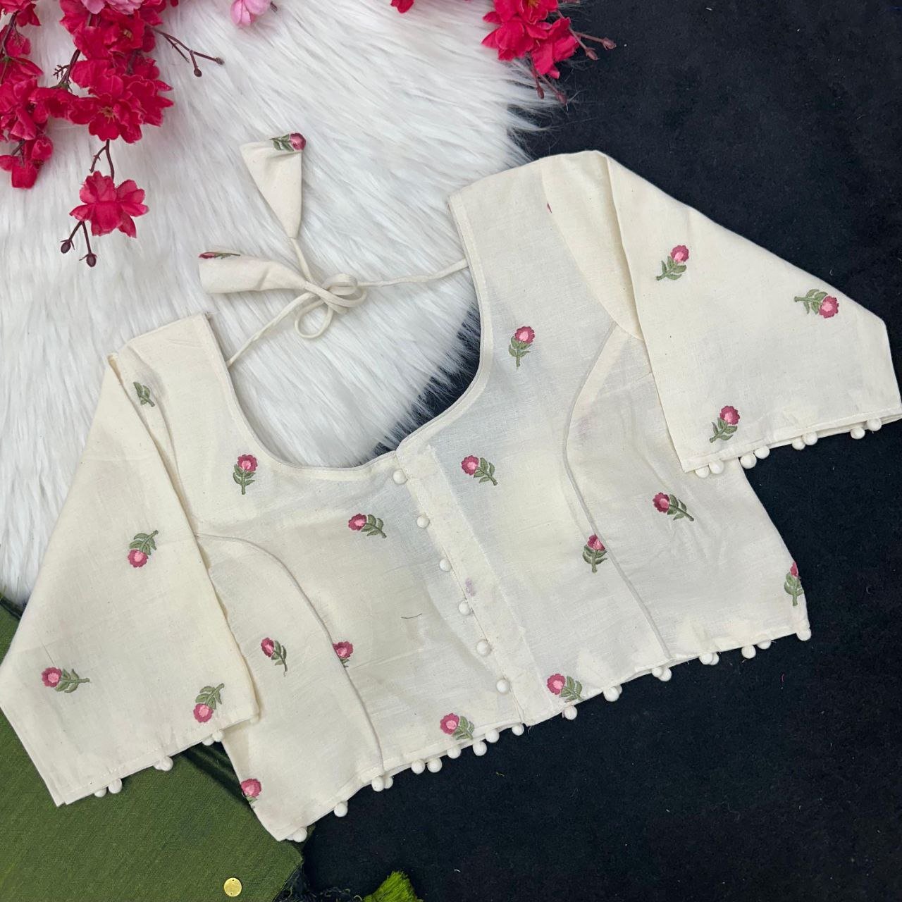 Elegant Khadi Cotton Saree With Khadi Cotton Blouse - Image 2