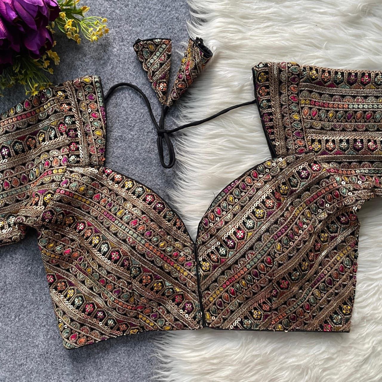 Heavy Fox Georgette Fancy Wedding Partywear Blouse - Image 2