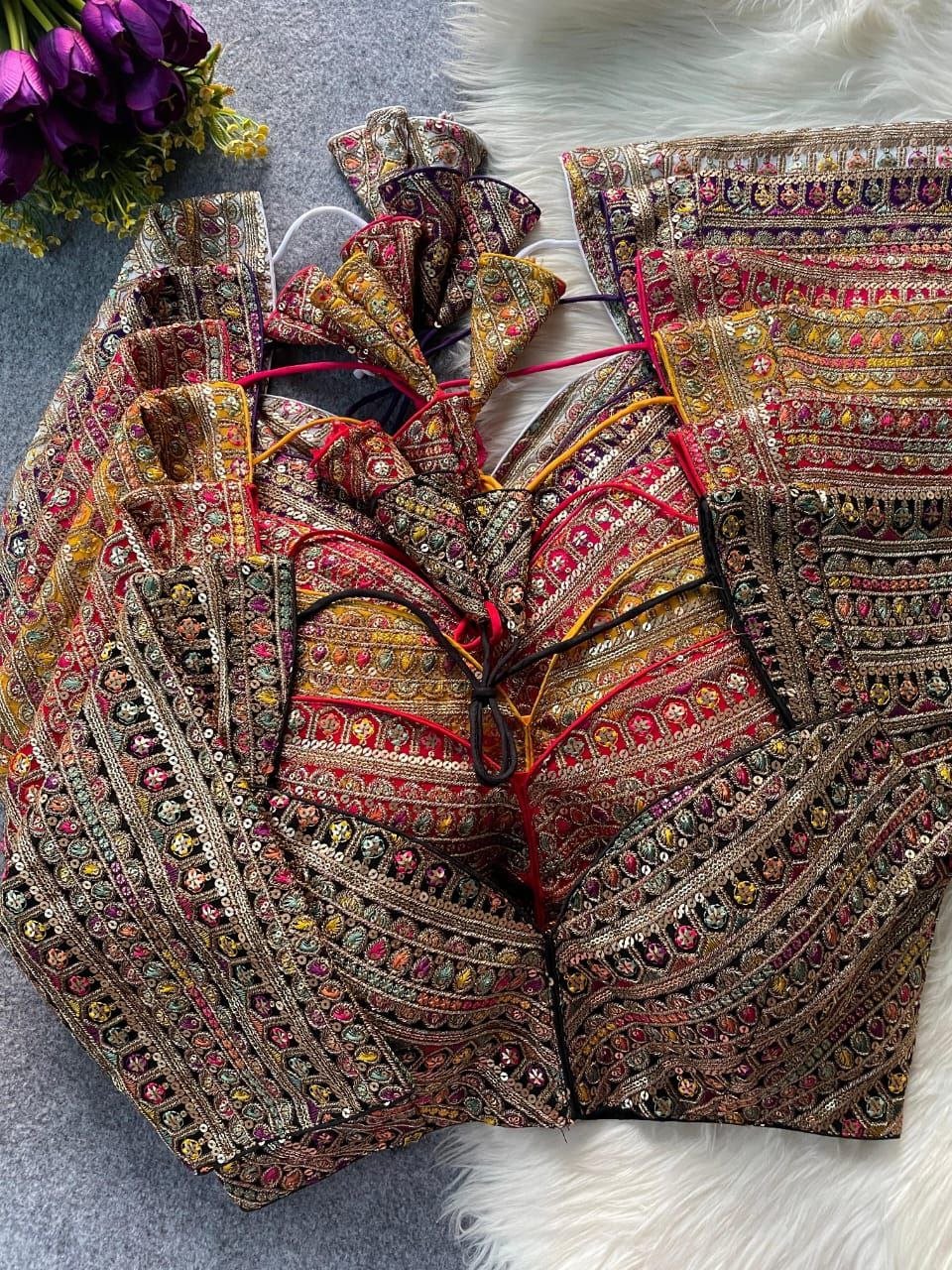 Heavy Fox Georgette Fancy Wedding Partywear Blouse - Image 3