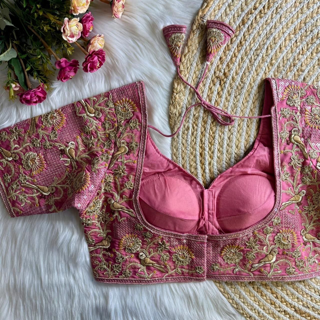 Heavy Pure Soft Roman Silk Sabyasachi Inspired Bridal Blouse - Image 2