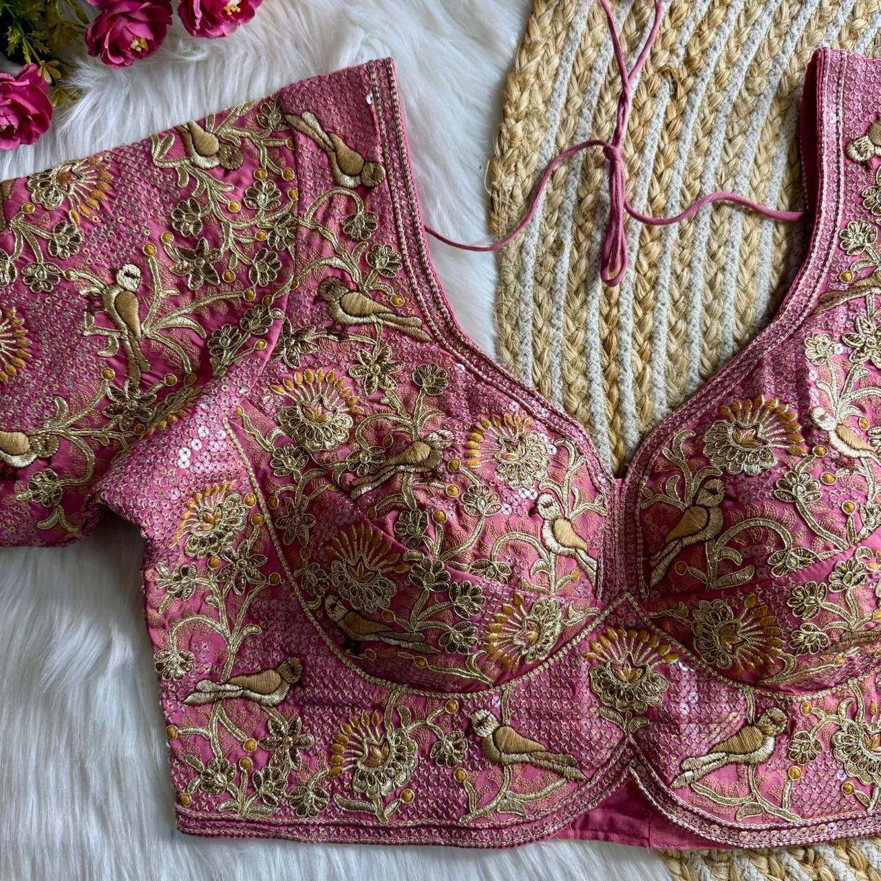 Heavy Pure Soft Roman Silk Sabyasachi Inspired Bridal Blouse - Image 3