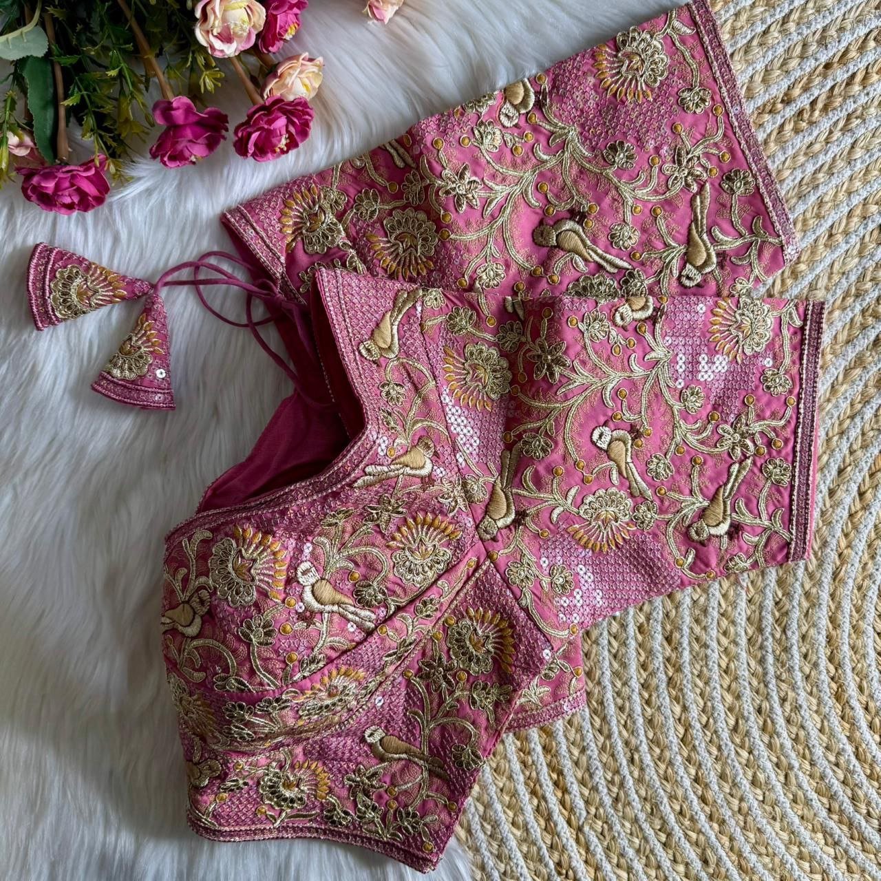 Heavy Pure Soft Roman Silk Sabyasachi Inspired Bridal Blouse - Image 4