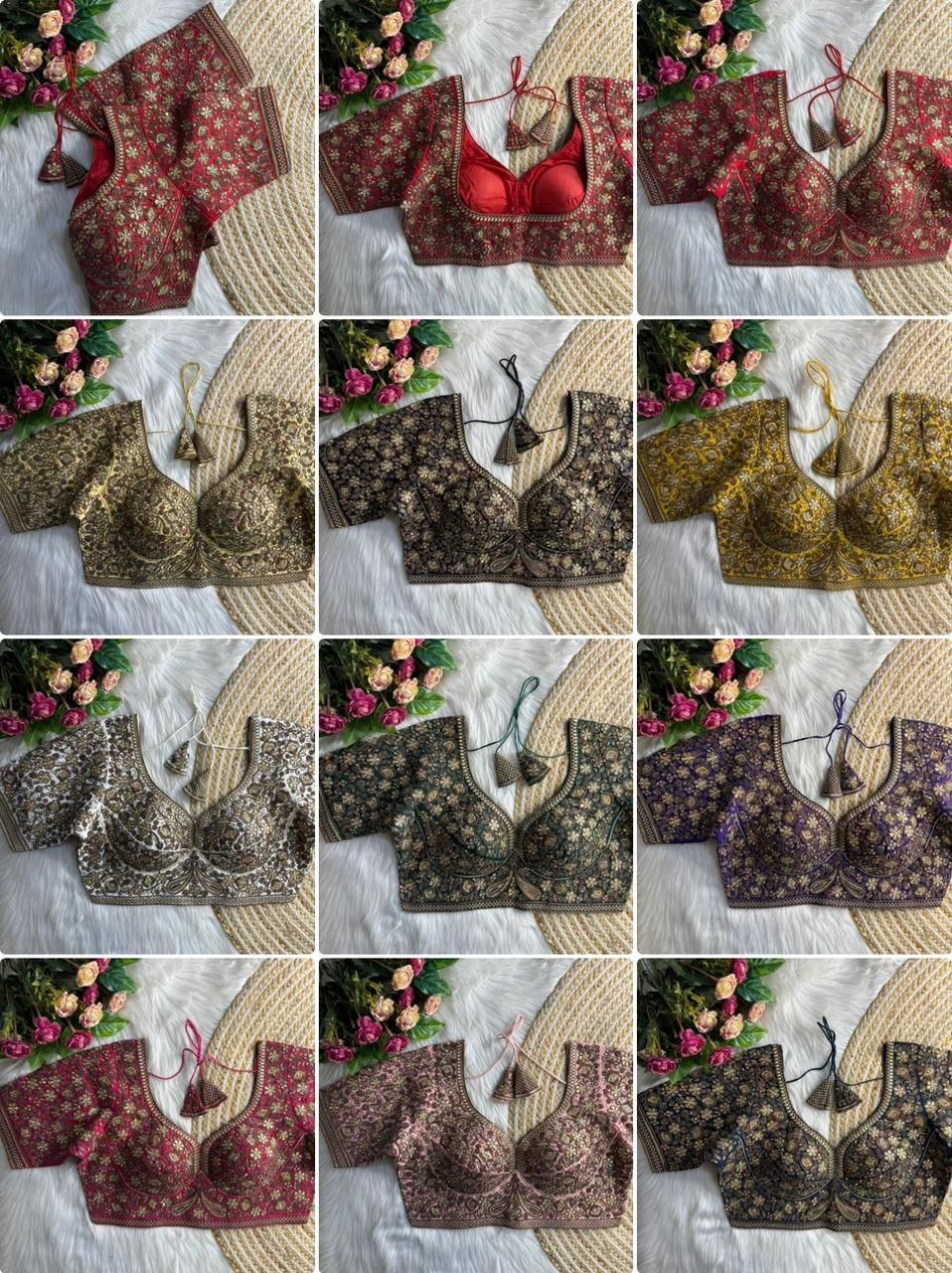 Heavy Pure Soft Roman Silk Copper Work Sabyasachi Inspired Heavy Bridal Blouse - Image 3