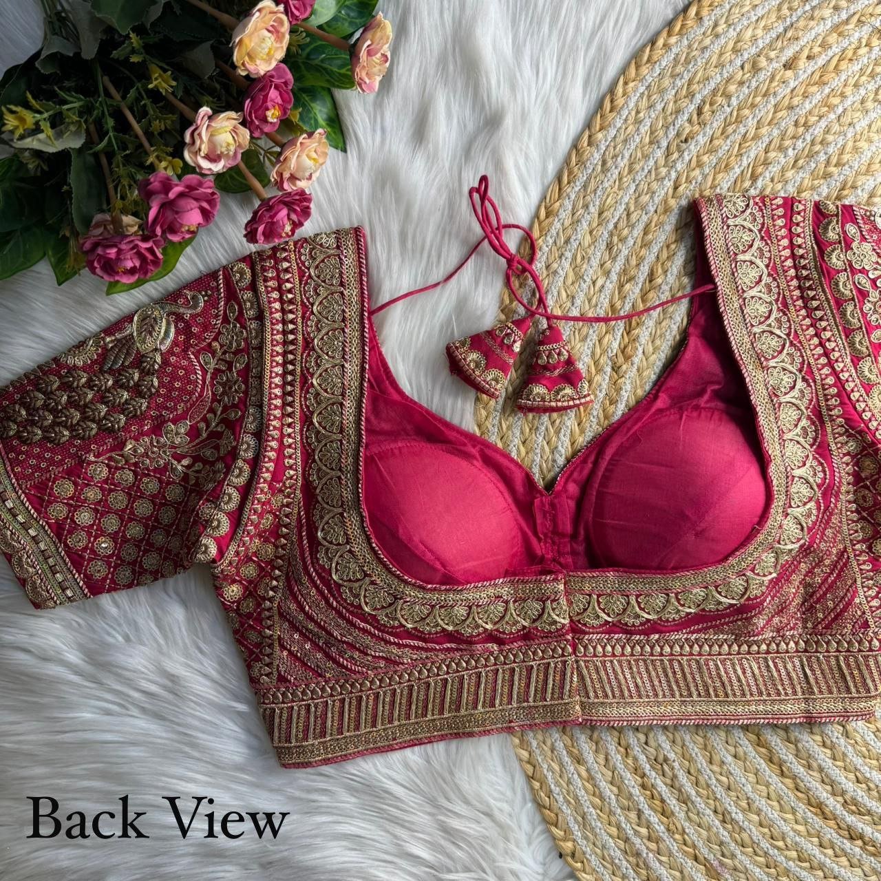 Heavy Pure Soft Roman Silk Sabyasachi Inspired Bridal Blouse - Image 2