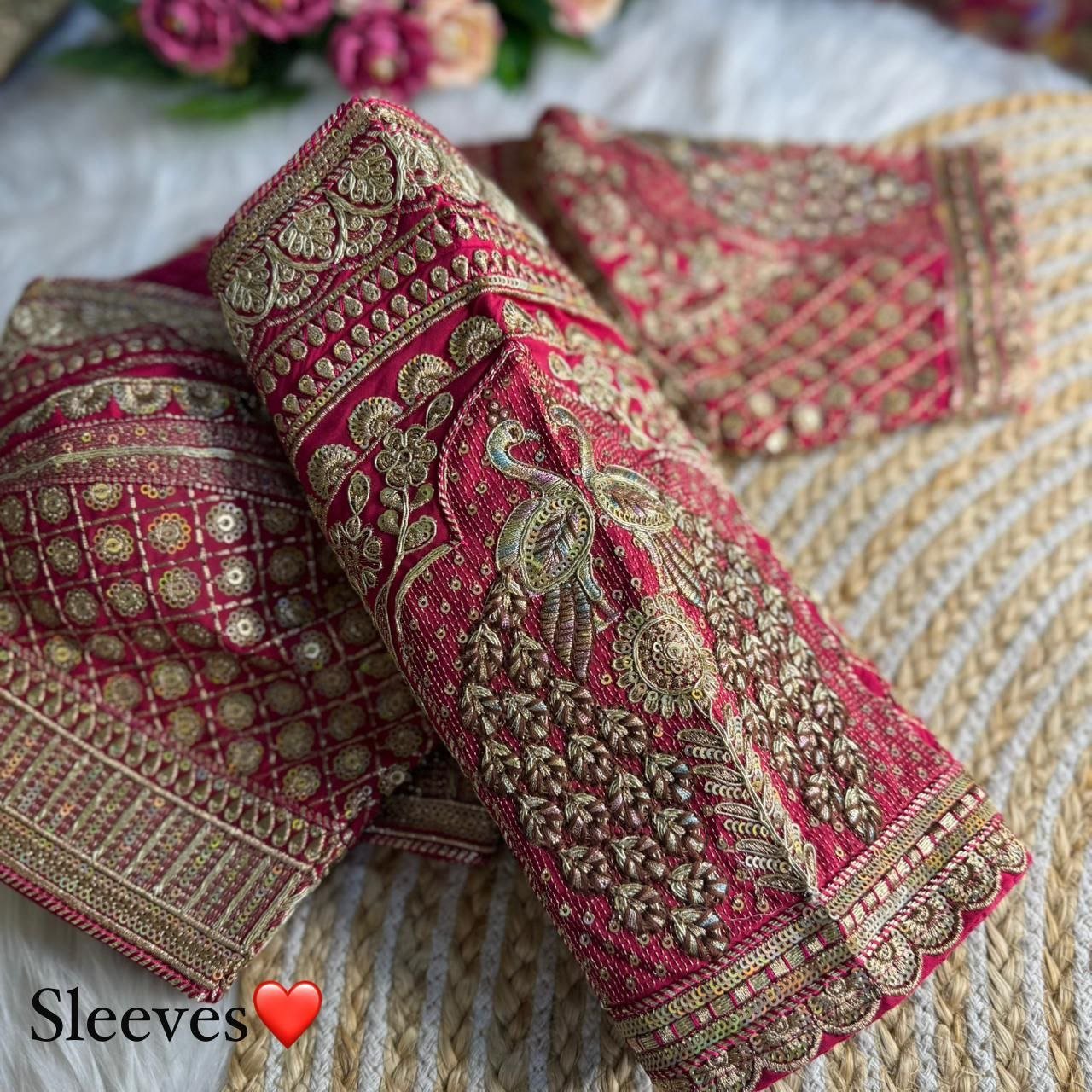 Heavy Pure Soft Roman Silk Sabyasachi Inspired Bridal Blouse - Image 3