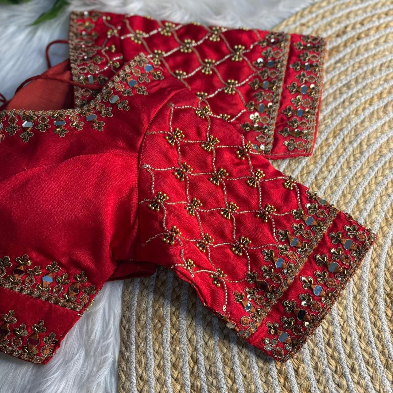 Heavy Pure Soft Roman Silk Sabyasachi Inspired Heavy Bridal Blouse - Image 3