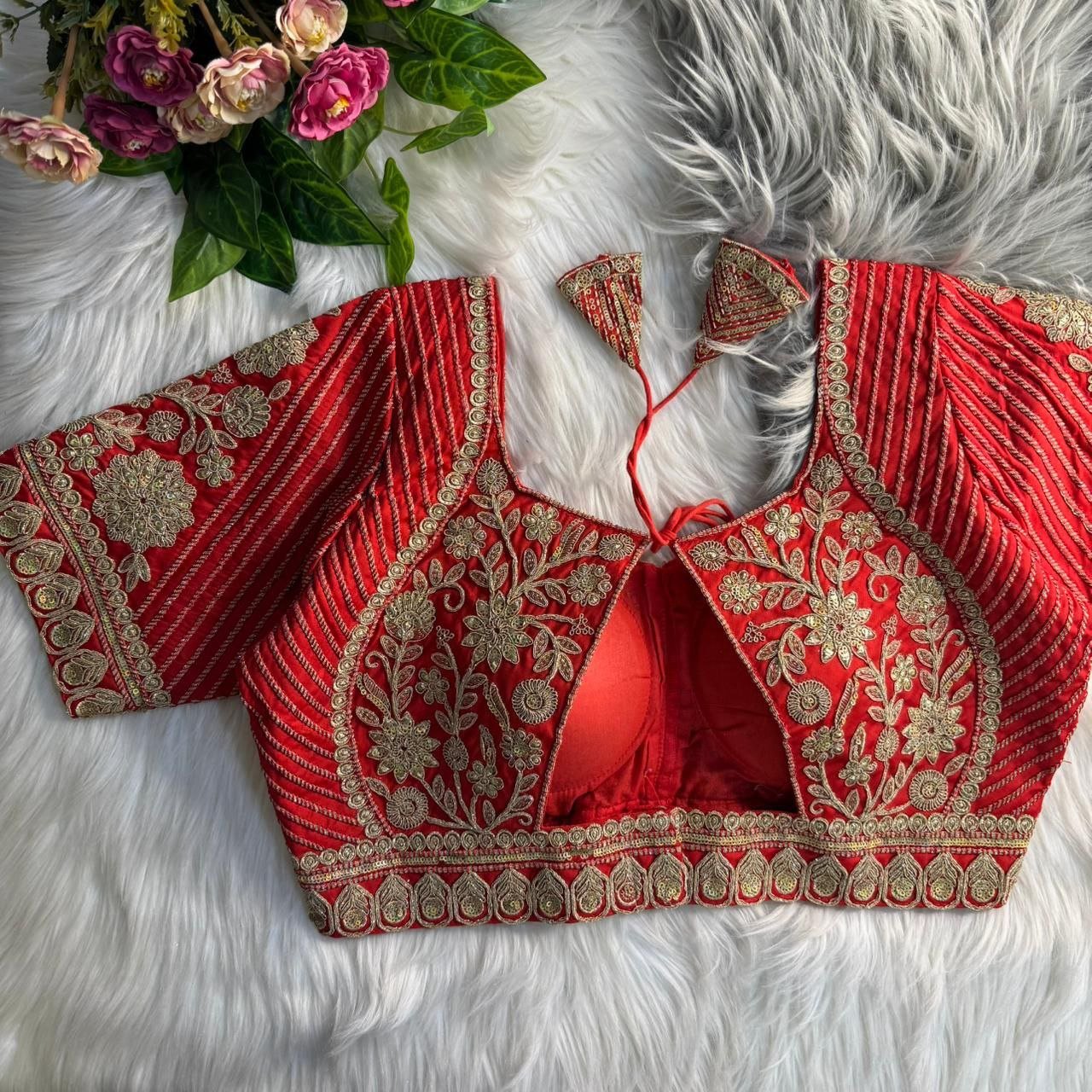 Pure Italian Silk Heavy Bridal Madubala Style Blouse - Image 2