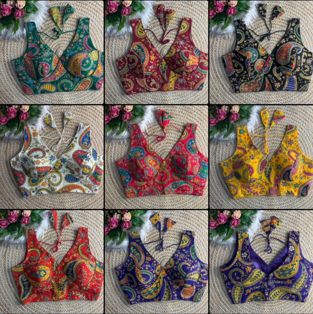 Heavy Pure Soft Crape Silk Position Work Sabyasachi Neck Blouse - Image 2