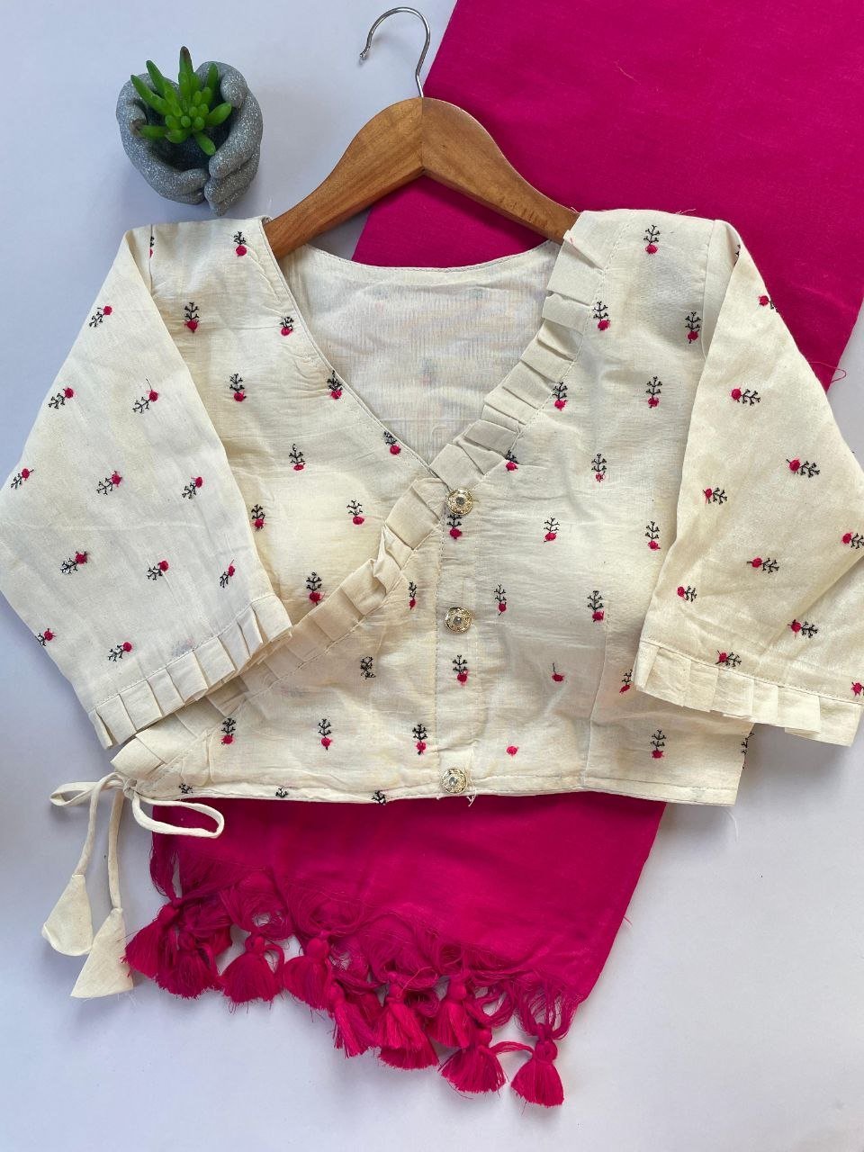 Elegant Khadi Cotton Saree with Khatli Work Blouse - Image 2