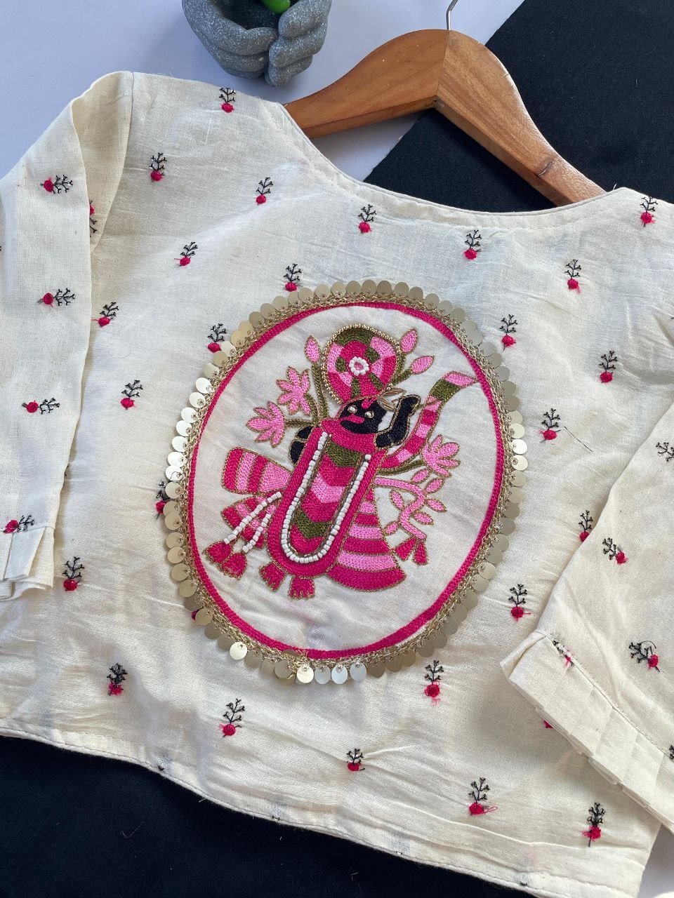 Elegant Khadi Cotton Saree with Khatli Work Blouse - Image 3