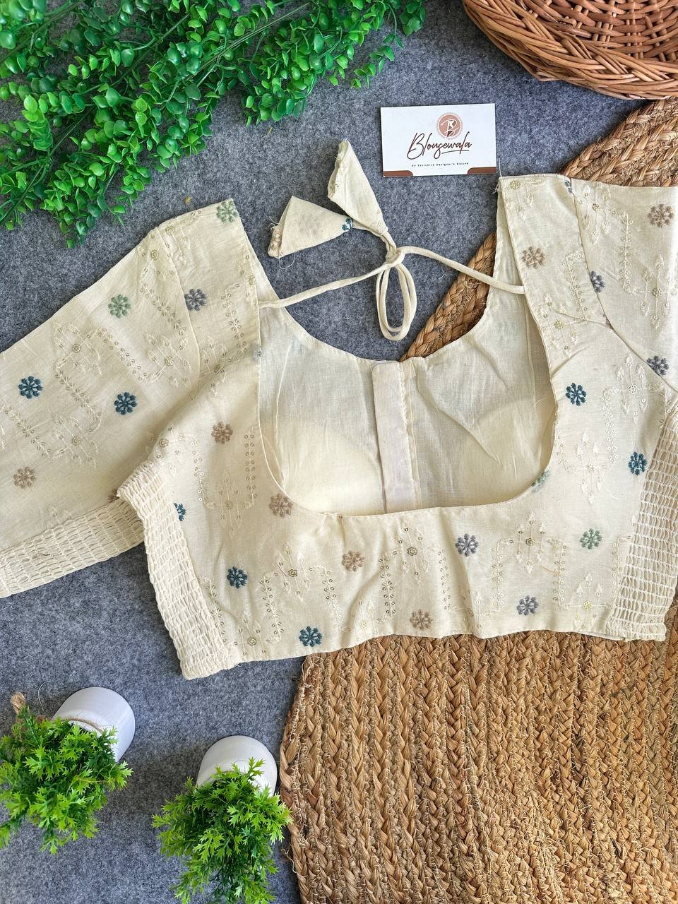 Unique Free-Size Khadi Cotton Designer Blouse - Image 2