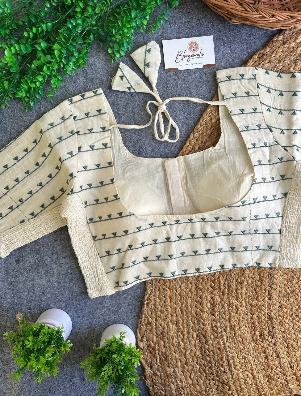 Unique Free-Size Khadi Cotton Designer Blouse - Image 2