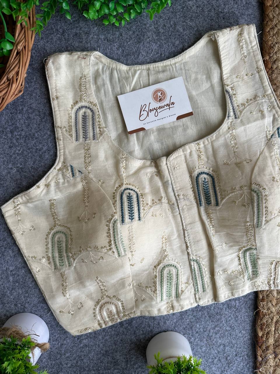 Premium Khadi Cotton Designer Blouse - Image 2
