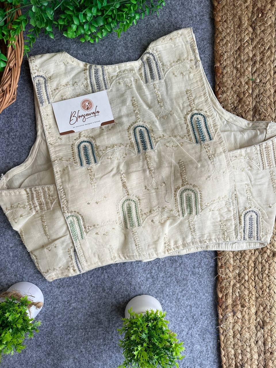 Premium Khadi Cotton Designer Blouse - Image 3