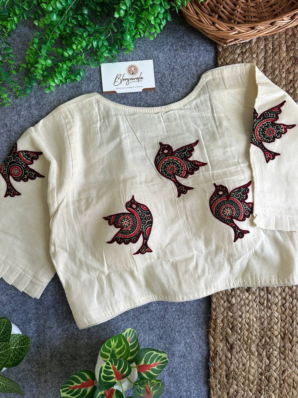 Khadi Cotton Applique Premium Blouse - Image 2