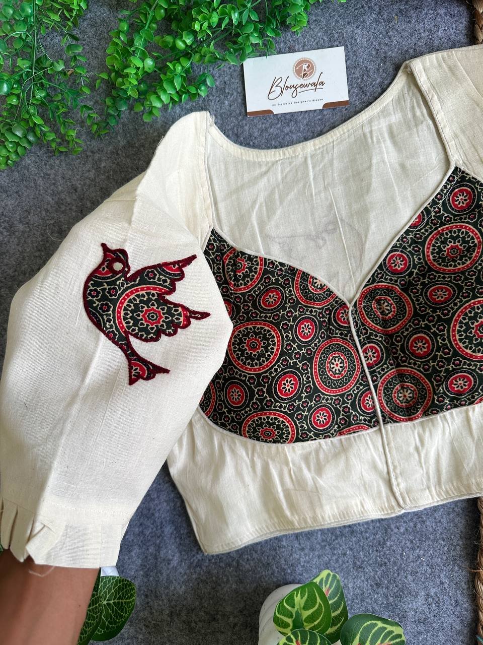 Khadi Cotton Applique Premium Blouse - Image 3