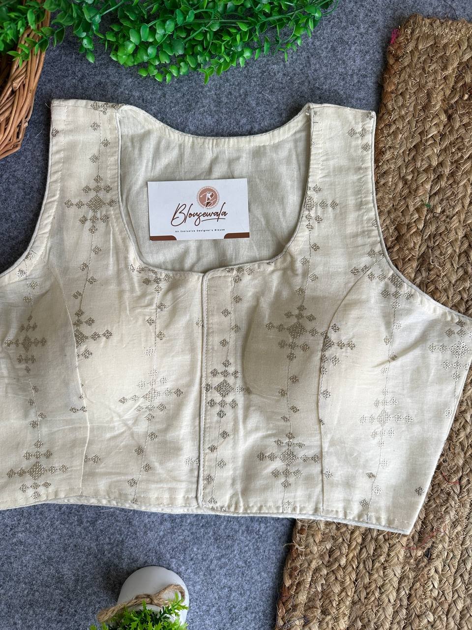 Pure Khadi Cotton Elegance Designer Blouse - Image 3
