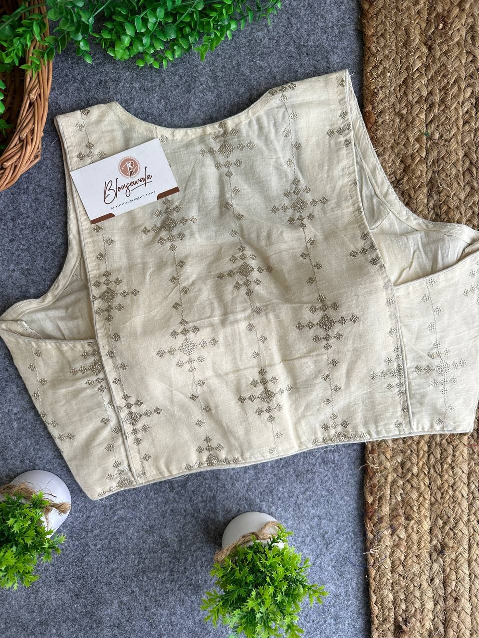 Pure Khadi Cotton Elegance Designer Blouse - Image 2