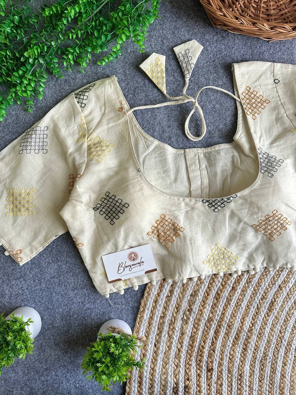 Elegant Khadi Cotton Regular Blouse - Image 2