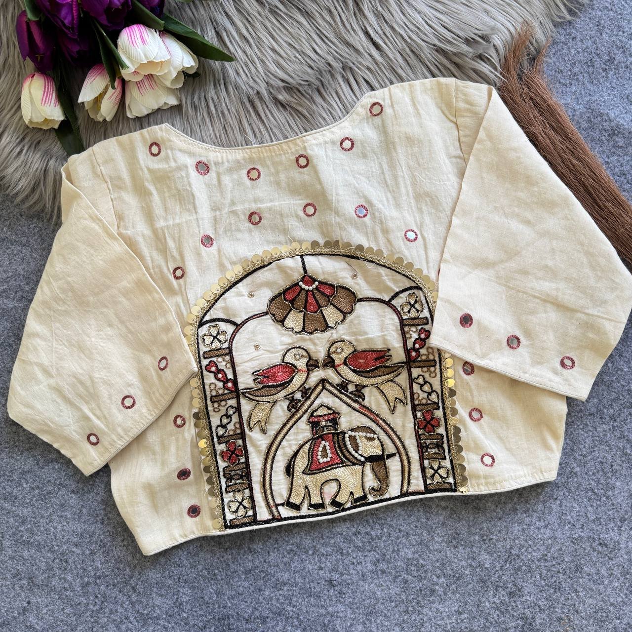 Khadi Cotton Hand Work Designer Blouse
